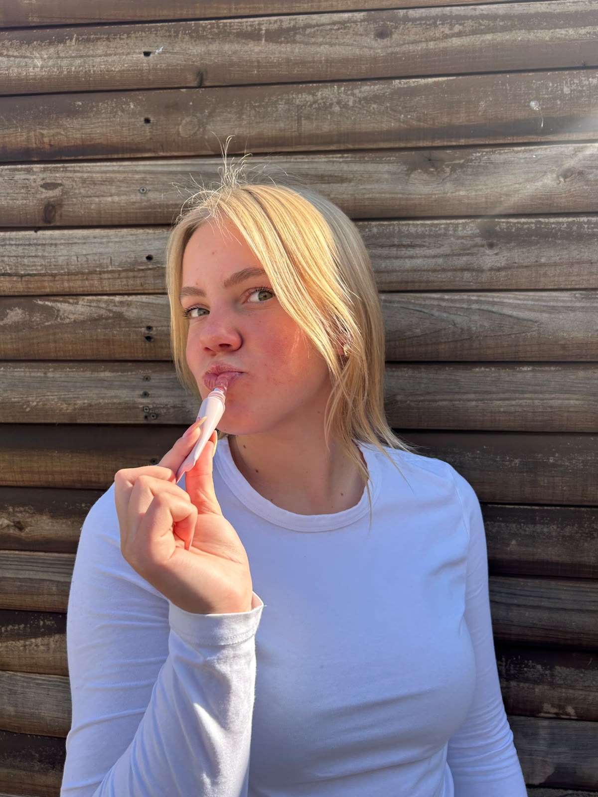Woman enjoying Pretty as Pie skincare